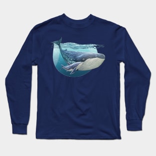 Humpback Whale Swimming with Baby Whale Long Sleeve T-Shirt